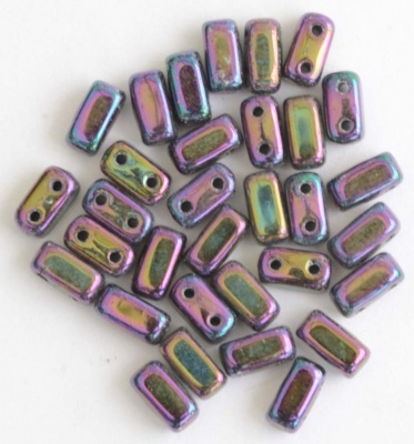Brick Purple Jet Purple Iris 23980-21495 Czech Mates Beads x 50